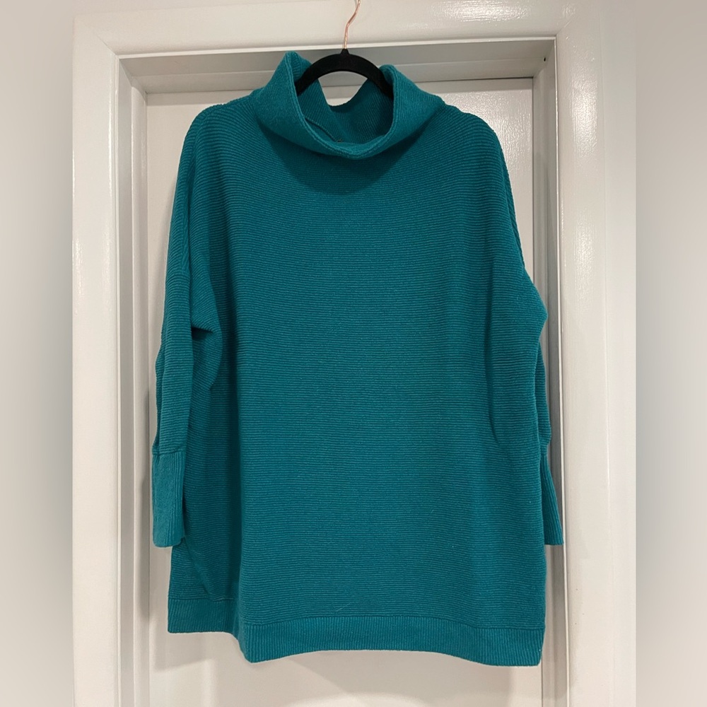 Free People Sweater- Teal Cotton 72% Nylon Elastane - worn once